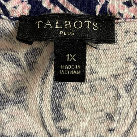 Talbots paisley print tunic top slit neck 3/4 sleeves 1X - Picture 8 of 9